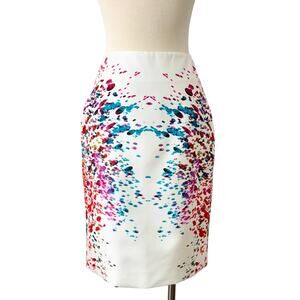 Josh Goot Silk Pencil Skirt Abstract White Multi Size AUS  12 / US 8